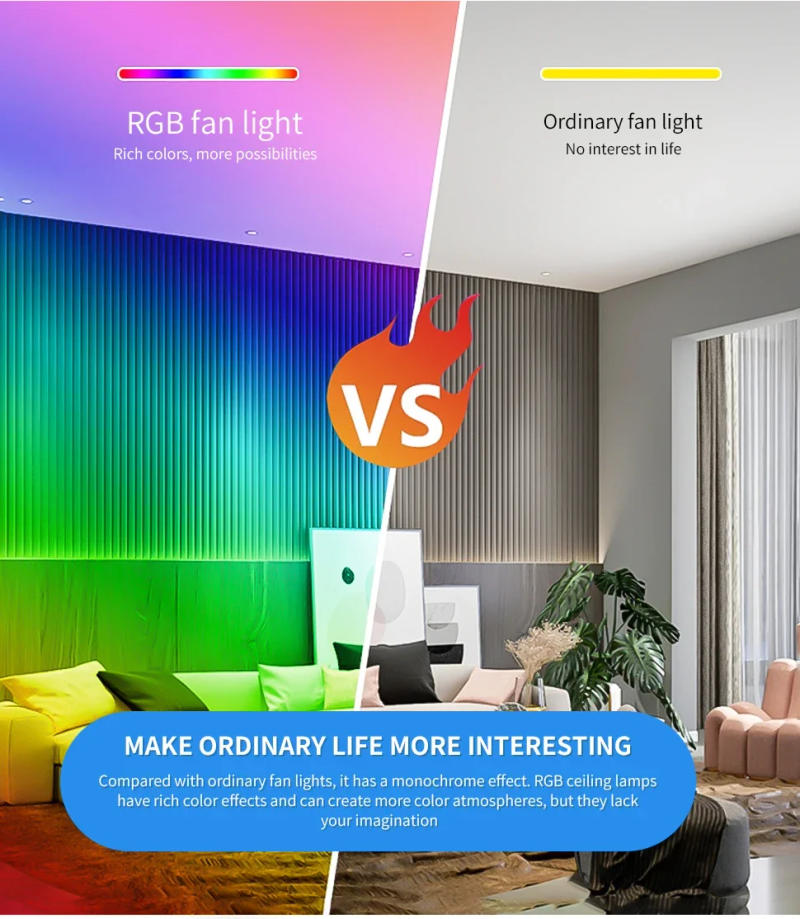 Description Picture 3 of itemLED Circular Ceiling Fan Light Remote Control Mobile Application Controls RGB Dimming For Living Room And Bedroom Ceiling Light
