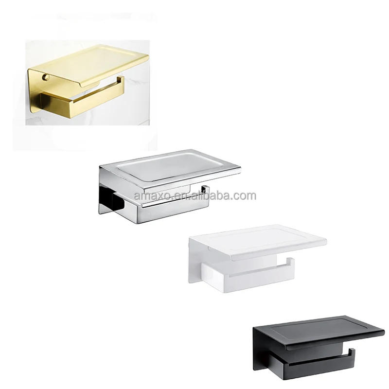 Description Picture 2 of itemToilet Tissue Holder Phone Shelf Brushed Gold Hanging Paper Towel Rack