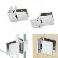 Furniture Hinges Glass Door Hinges Single Double Sides Clamp Bathroom Accessories Hardware Parts Wine Cabinet Hinges