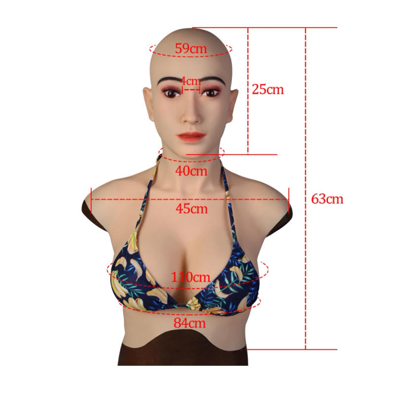 Description Picture 2 of itemRealistic Female Mask with Boobs Silicone Crossdresser Costumes Drag Queen Male to Female Crossdressing Realistic Bodysuit Skin