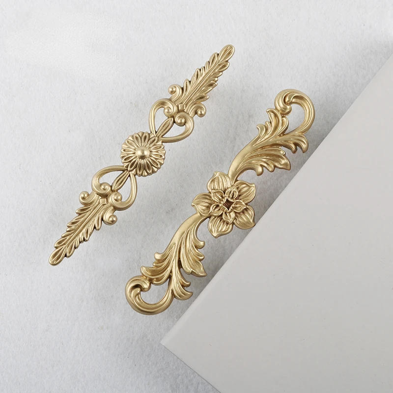 Description Picture 2 of itemBrass French Drawer Vintage European Pure Copper Wardrobe Kitchen Cabinet Handles and Pulls Furniture Handle Hardware