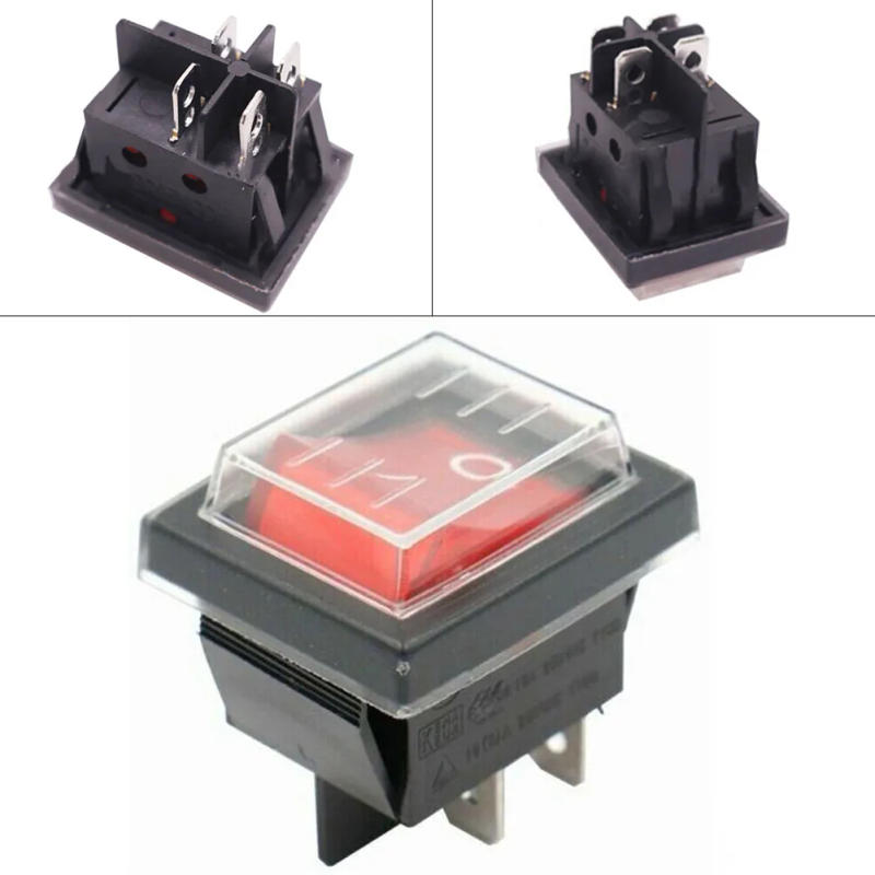 Description Picture 3 of item1pc Rocker Switch With Waterproof Cover Device Switch 2 Poles (4 Pins) 16A 250V Rocker Power Button Switches Electrical Supplies