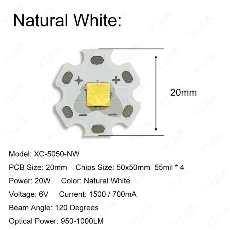 Description Picture 4 of itemDC6V LED XHP Chips 20W Warm Natural White Golden SMD 5050 With 20mm PCB Light Beads Plate For Car Lights Flashlight Miner's Lamp