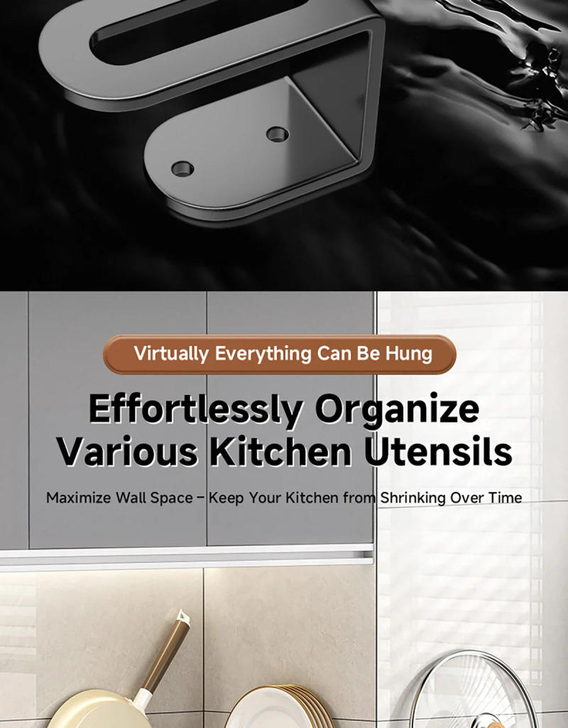 Description Picture 5 of item2 Pcs Kitchen Wall Rack Pot Lid Ganizer Holder for Cookware Wall Mount Board Rack Pan Plate Stand Racks Holders Storage