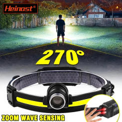 New Sensor Headlight Led Light Outdoor Strong Light Zoom Model Large Floodlight COB Head-mounted Fishing Light Running Headlamp