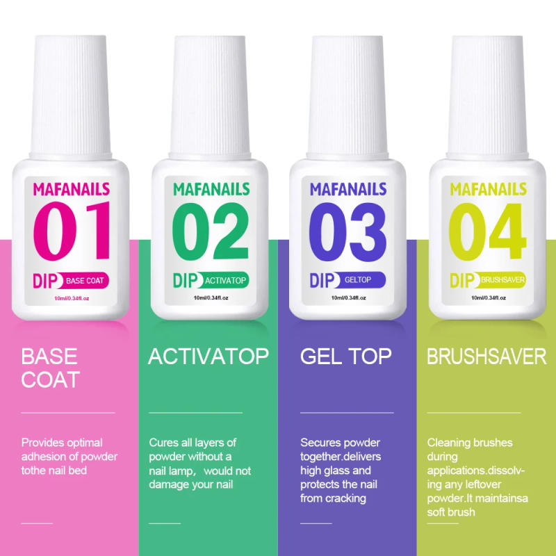 Description Picture 4 of item10ml Dipping Powder Base Coat Gel 1+2+3+4 Base Coat/ Activator/Top/ Activator Gel With Brush Manicure Dipping Powder Gel &*&