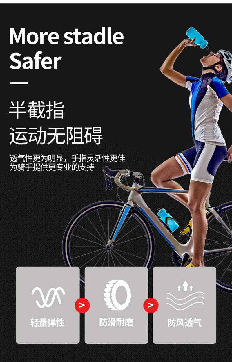 Description Picture 4 of itemWeightlifti Gym Gloves Fitness Training Fingerless Men Women Bodybuilding Exercise Sports Gloves Cycling Anti Slip Breathable