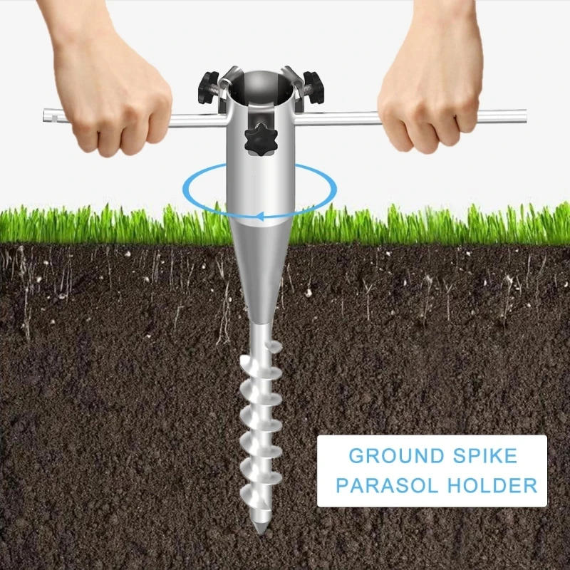 Description Picture 6 of itemBeach Umbrella Sand Anchors Portable Umbrella Anchors Base Metal Ground Screw