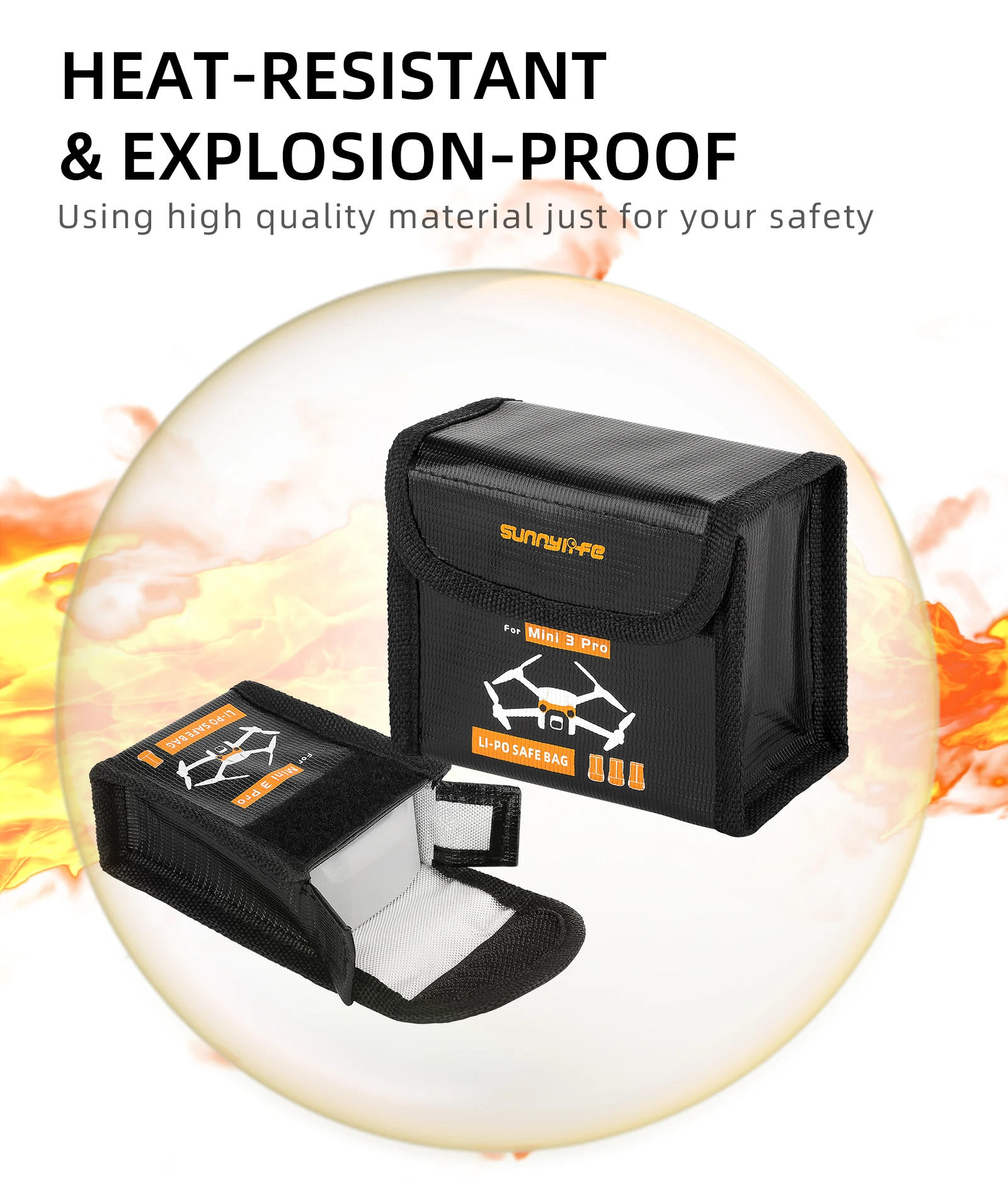 Description Picture 6 of itemFor DJI MINI 3/4 PRO Drone LiPo Battery Safe Explosion-proof Protective Bag Battery Storage Case DJI MINI 3 Drone Accessories