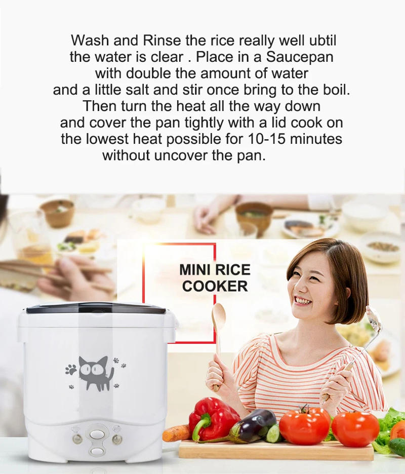 Description Picture 2 of itemElectric Mini Rice Cooker Portable MultiCooker Household Rice Cookers 12V 24V 220V Pot Cooking Machine Pans For Car Truck Home