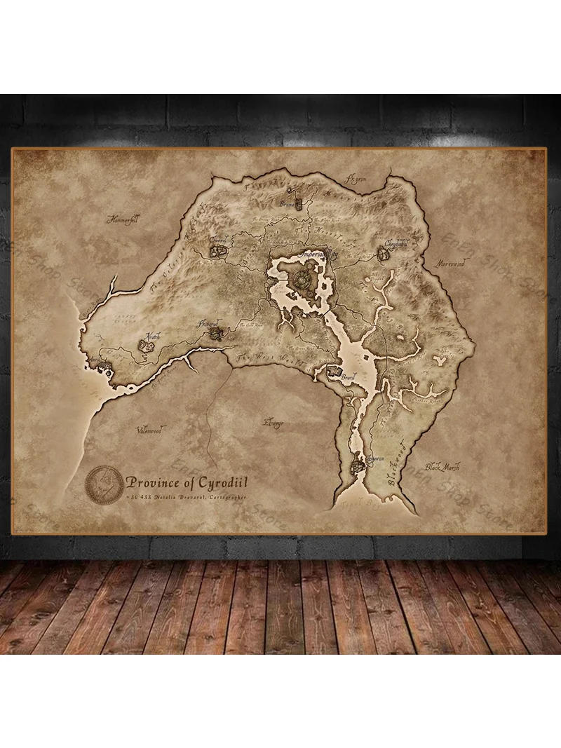Description Picture 4 of itemSkyrim Map Art Film Abstract Modern Canvas Painting Posters Prints Wall Art Pictures for Living Room Bedroom Home Decor Cuadros