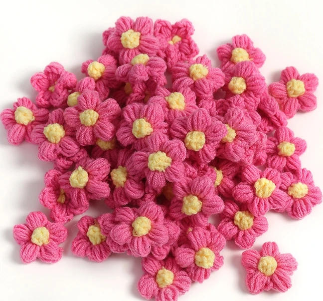 Description Picture 6 of item10pcs Knitting Flower Head Crocheted Yarn Bouquet Ornament Carnation Hand-woven Hairpin Pin Brooch DIY Sewing Accessories