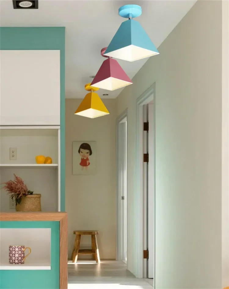 Description Picture 2 of itemNew Macaron Ceiling Lamps, Aisle Bedroom, LED Creative Personality, Modern Simple Color Iron Home Lighting, Multi-color Optional