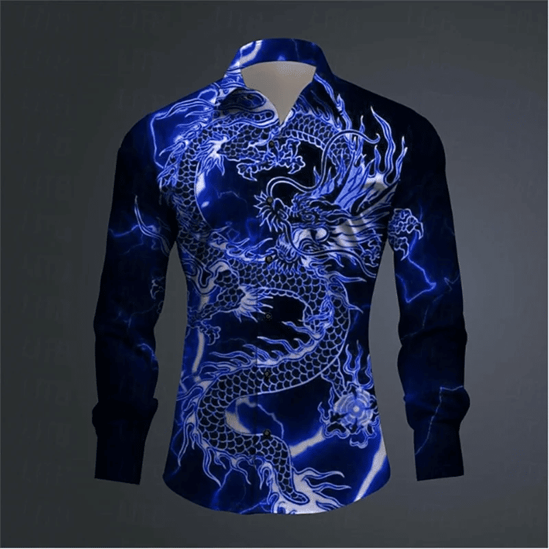 Description Picture 4 of itemMen's shirt button lapel HD pattern soft and comfortable material outdoor street men's tops plus size 2024 new style