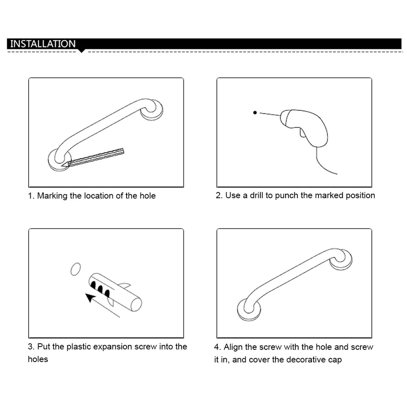 Description Picture 5 of item30cm Bathroom Tub Toilet Handrail Grab Bar Shower Safety Support Handle Towel Rack for Elderly
