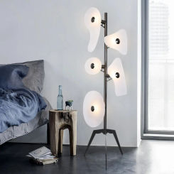 Vintage Nordic Art Acrylic Floor Lamp Creative Orbital Floor Light Living Room Corner Bedside Shade Standing Lamp