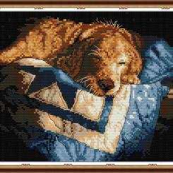 Joy Sunday Pre-printed Cross Stitch Kit Easy Pattern Aida Stamped Fabric Embroidery Set-Dog Is Sleeping