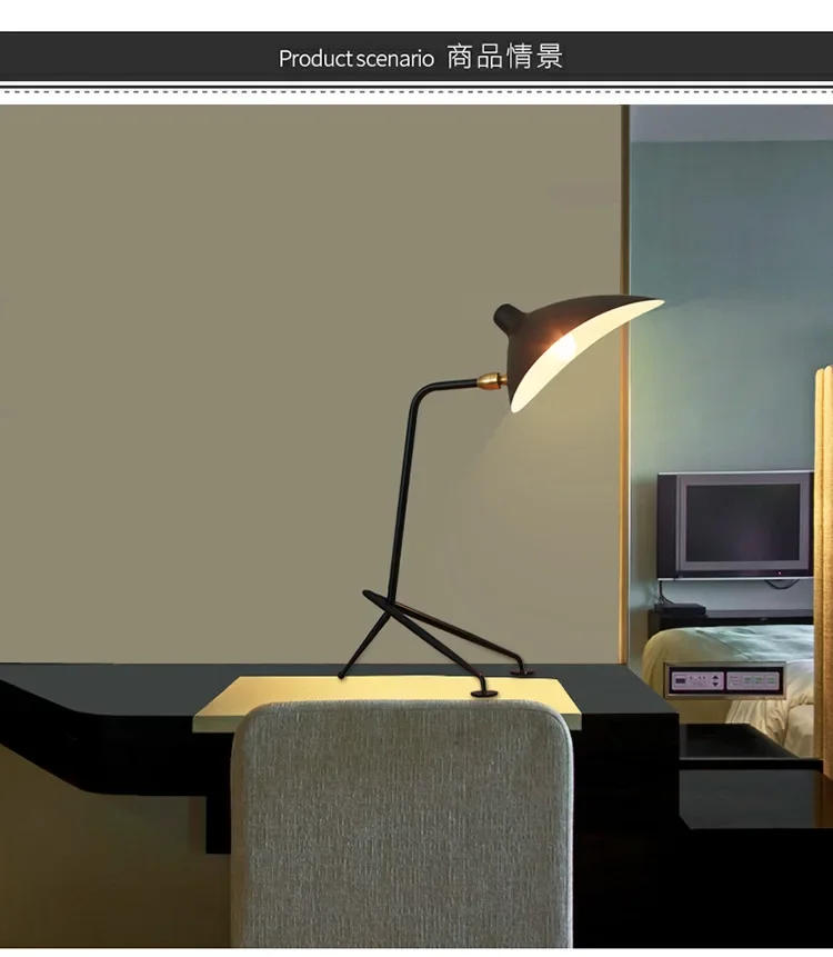 Description Picture 5 of itemFrench Designer Tripod Table Lamps Desk Light for Study Reading Beside Bedroom