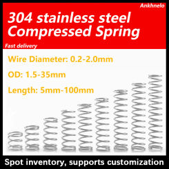 20Pcs /lot 0.35mm 304 stainless steel compression spring OD 2~8mm , Length 5~50mm,Support customization.