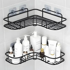 Bathroom Shelf Wall Mounted Corner Storage Shelves Shampoo Holder Cosmetic Rack Iron Shower Drain Basket Bathroom Organizer