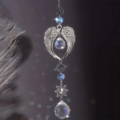 1pc Crystal Alloy Hanging Decoration Gift Angel Wings Home Gardening Decorative Glass Prism Wind Chime