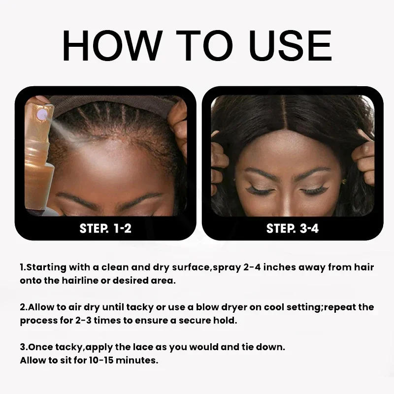 Description Picture 6 of itemOriginal 120ml Wig Spray Melting for Lace Glue Quick Drying Spray Long Lasting Invisible Hair Spray for Styling Hair Mousse