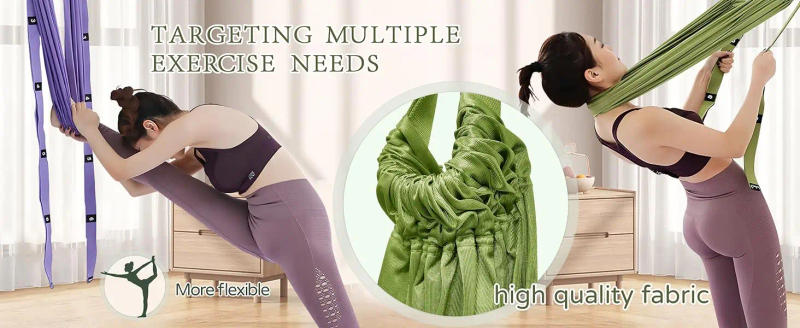 Description Picture 2 of itemAdjustable Aerial Yoga Strap Hammock Swing Stretching Strap Anti-Gravity Inversion Yoga Hammock Belts Gym Training Device