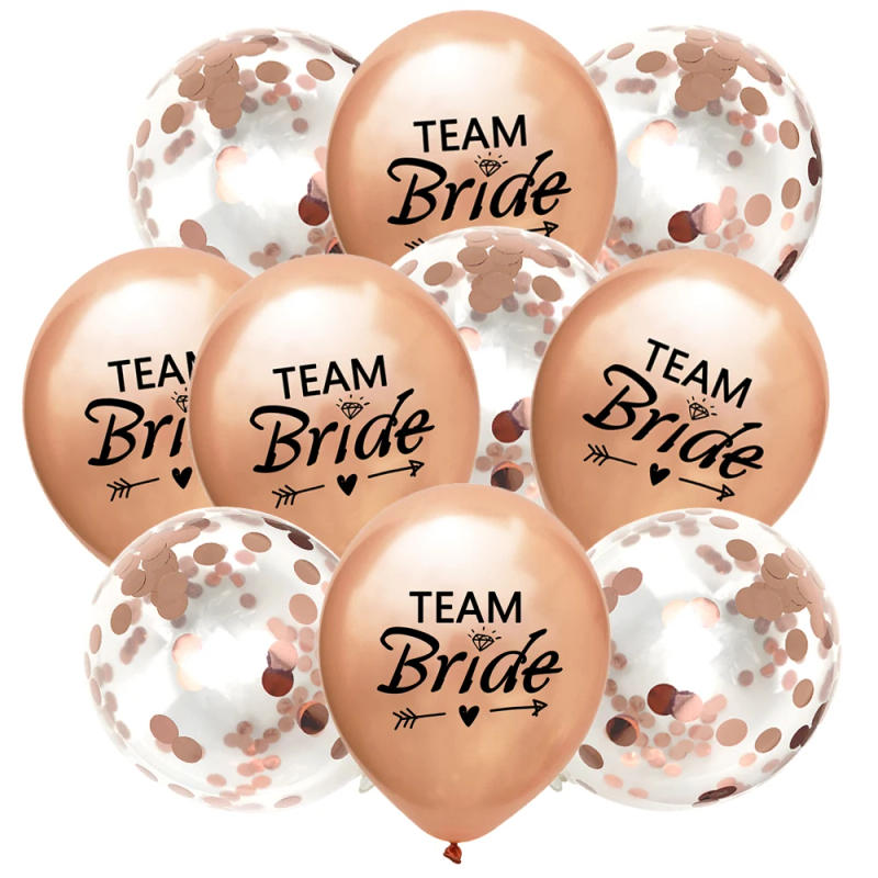 Description Picture 3 of item10Pcs Rose Gold Team Bride Latex Confetti Balloons Hen Bachelorette Party Decoration Bride To Be Bridal Shower Supplies Wedding