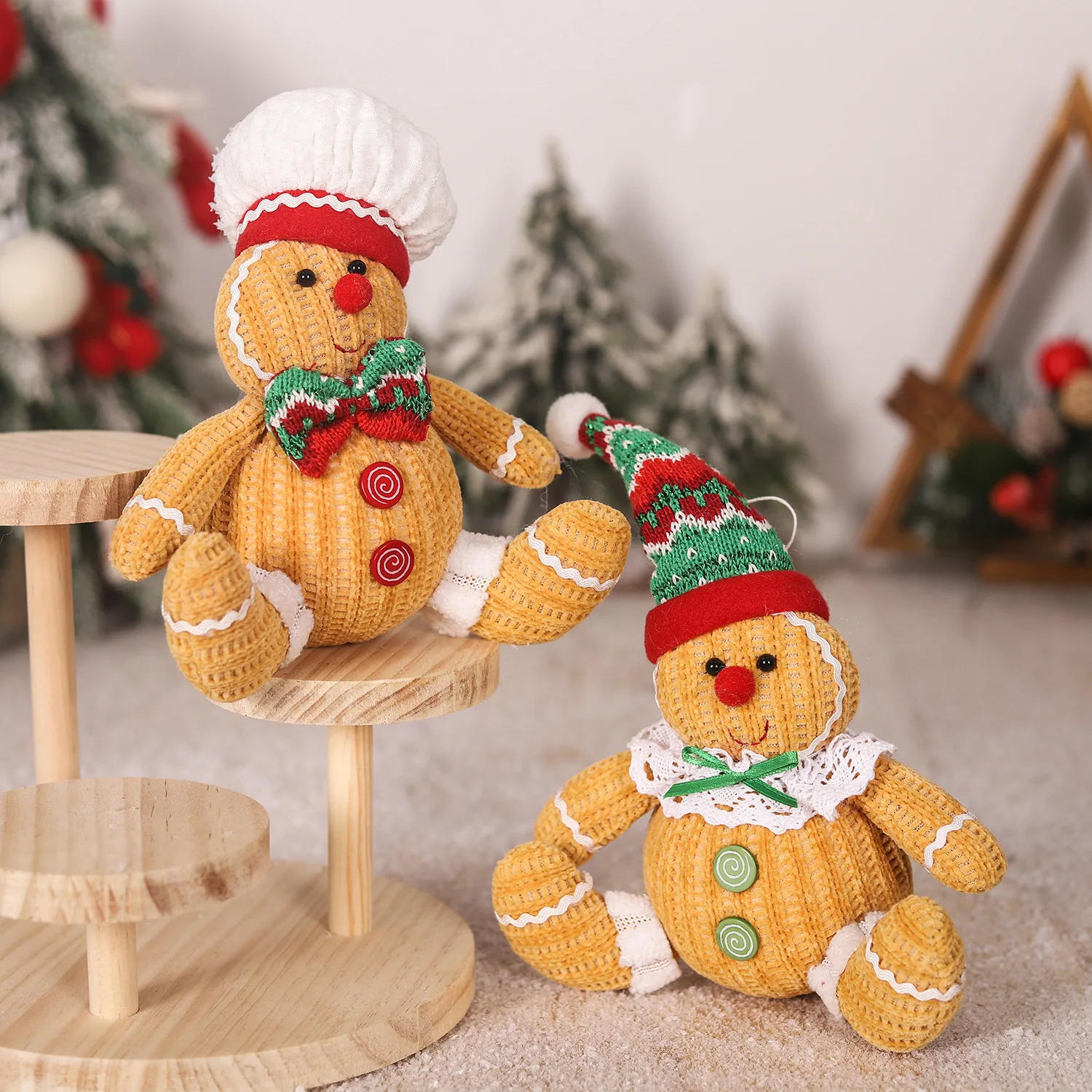 Description Picture 4 of itemChristmas Gingerbread Doll Sitting Posture Cartoon Chef Hat Biscuit Man Pendant Merry Christmas Decor for Home Xmas Ornaments