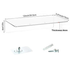 Acrylic Floating Shelf Small Storage Rack Wall-Mounted 1pcs Clear Decor For Bathroom For Living Room Brand New