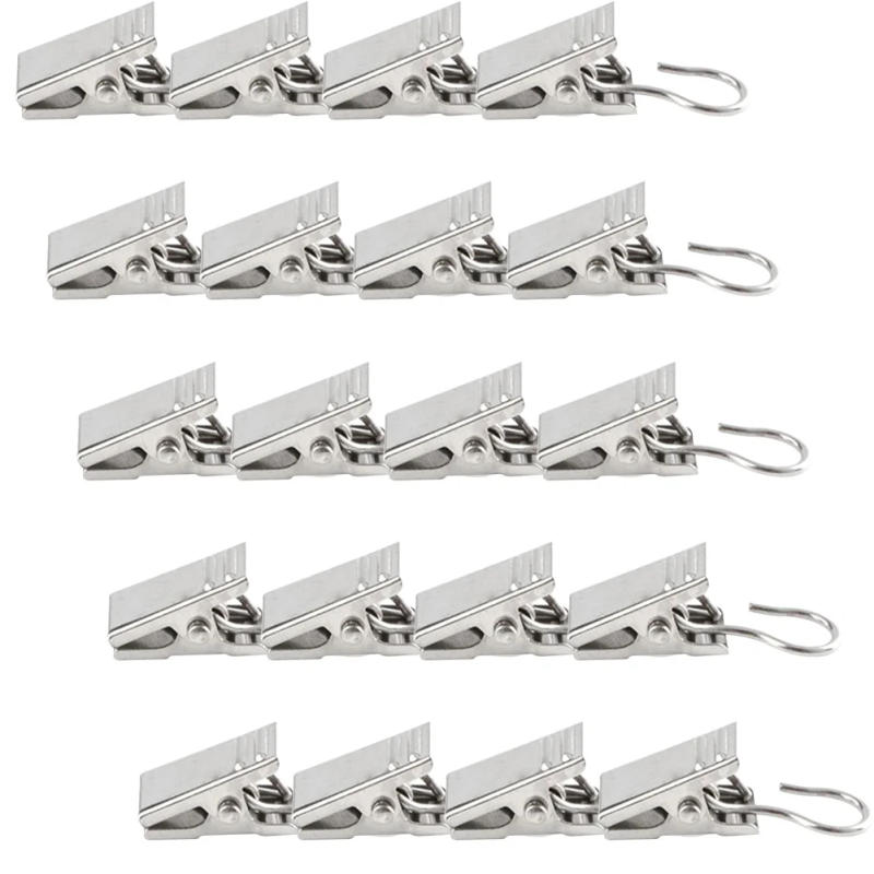 Description Picture 4 of item20/50/100pcs Curtain Clips Hook Stainless Steel Hooks Bathrrom Curtain Rod Clips Holder For Living Room Bedroom Home Decoration