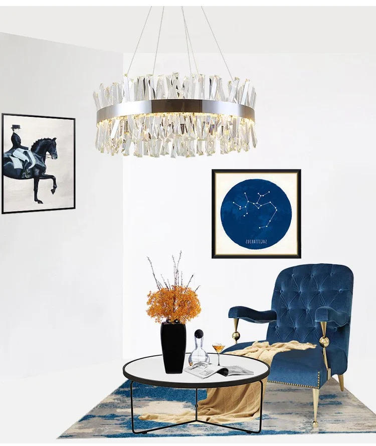 Description Picture 2 of itemLuxury Crystal Pendant Light Living Room Bedroom Dining Room Chandelier Modern Villa Restaurant Ceiling Light for Home Decor