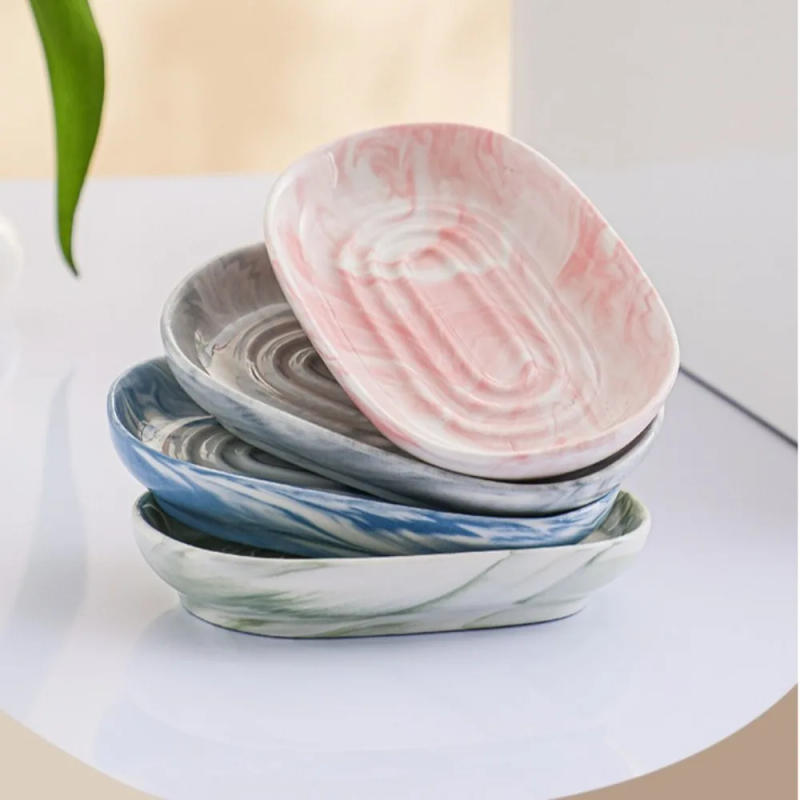 Description Picture 6 of itemCeramic Marbling Soap Saver Nordic Style Quick Drain Drain Soap Box No Residue Keep Soap Bars Dry Soap Dish Holder