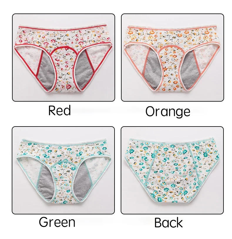Description Picture 4 of item1 Pcs Menstrual Panties Women's Cotton Briefs Three Layers Of Leak-proof Girls Physiological Pants Student Mid Waist Panties