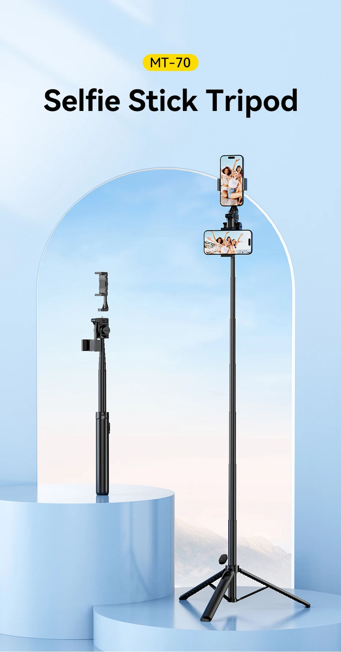 Description Picture 2 of itemUlanzi MT-70 Selfie Stick Tripod for phone photograph Livestreaming vlog with Remote Control 360° Rotation Portrait Landscape