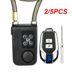 2/5PCS Smart Alarm Lock Anti-Theft Chain For Bike Gate APP Wireless Remote Control Blue Electric Door Spiral Four-digit