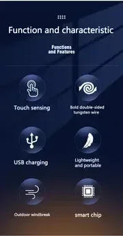 Description Picture 4 of item2024 Hot Portable USB Electric Windproof Plastic Lighters ，Rechargeable Touch Sensor Cigarette Accessories For Men's Gift