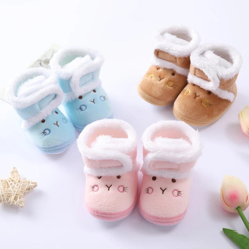 Description Picture 3 of itemSnow Boots Baby Toddler Soft Sole Plus Velvet Warm Newborn First Walkers Infant Comfortable Walking Shoes