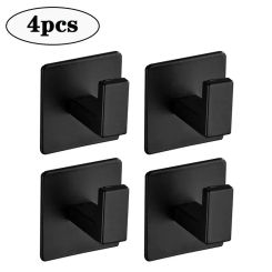 1/4pcs Black Self-Adhesive Wall Hooks for Hanging Keys Clothes Hanger Door Robe Hook Coat Rack Holder Bathroom Accessories New