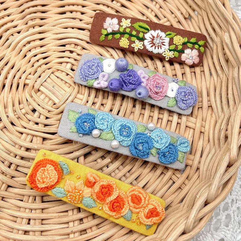 Description Picture 5 of itemEmbroidery Hair Clips Sunflower Cute Embroidery Hairpins for Beginners Simple Metallic Snap Hairclips Instruction Hoop Needles