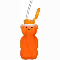 Honey Bear Straw Cup For Baby,Squeezable Therapy and Special Needs Assistive Drink Container, Spill Proof and Leak Resistant Lid