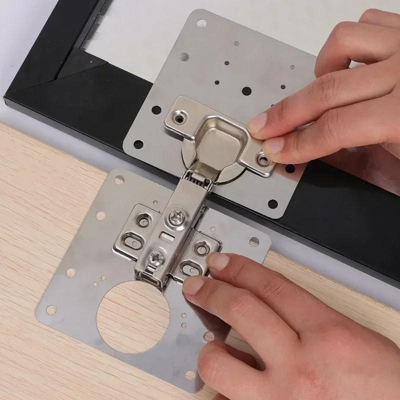 Description Picture 6 of itemHinge Repair Plate with Screw Stainless Steel Cabinet Door Hinge Mounting Plate Furniture Flat Fixing Brackets Hardware Tools