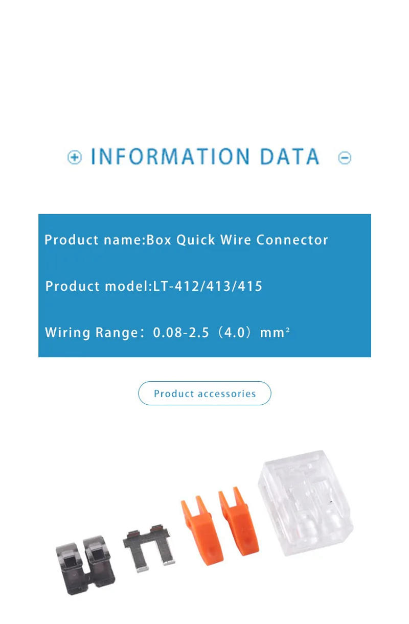 Description Picture 6 of item75Pcs Box Electrical Lever Mini Fast Wire Connectors 412/413/415 Electric Cable Clamp Mini Quick Wire Terminal Connector