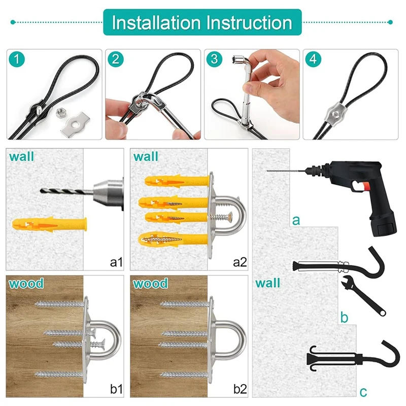 Description Picture 5 of itemShade Sail Hardware Kit 304 Stainless Steel Extension Cord Outdoor Triangular Rectangular Awning Mounting Hardware