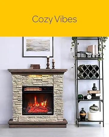 Description Picture 4 of itemFreestanding Electric Fireplace Stove Heater with 3D Flame Effect for 1,000 Sq. Ft. Room, Black