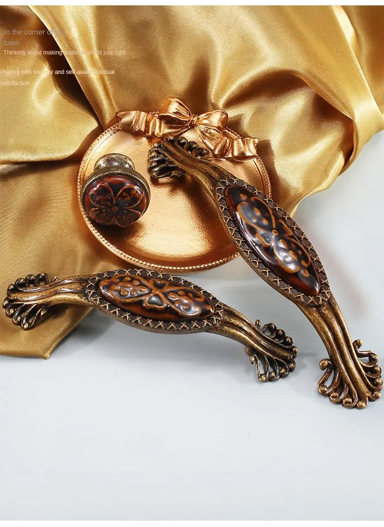Description Picture 5 of itemAntique Bronze Ceramic Cabinet Handles Vintage Drawer Knobs Wardrobe Door Handles European Furniture Handle Hardware