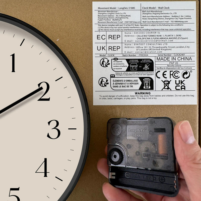 Description Picture 6 of itemRound Minimalist Beige Quartz Wall Clock, Classic Simple Decor (Batteries Not Included), 10-16 Inches