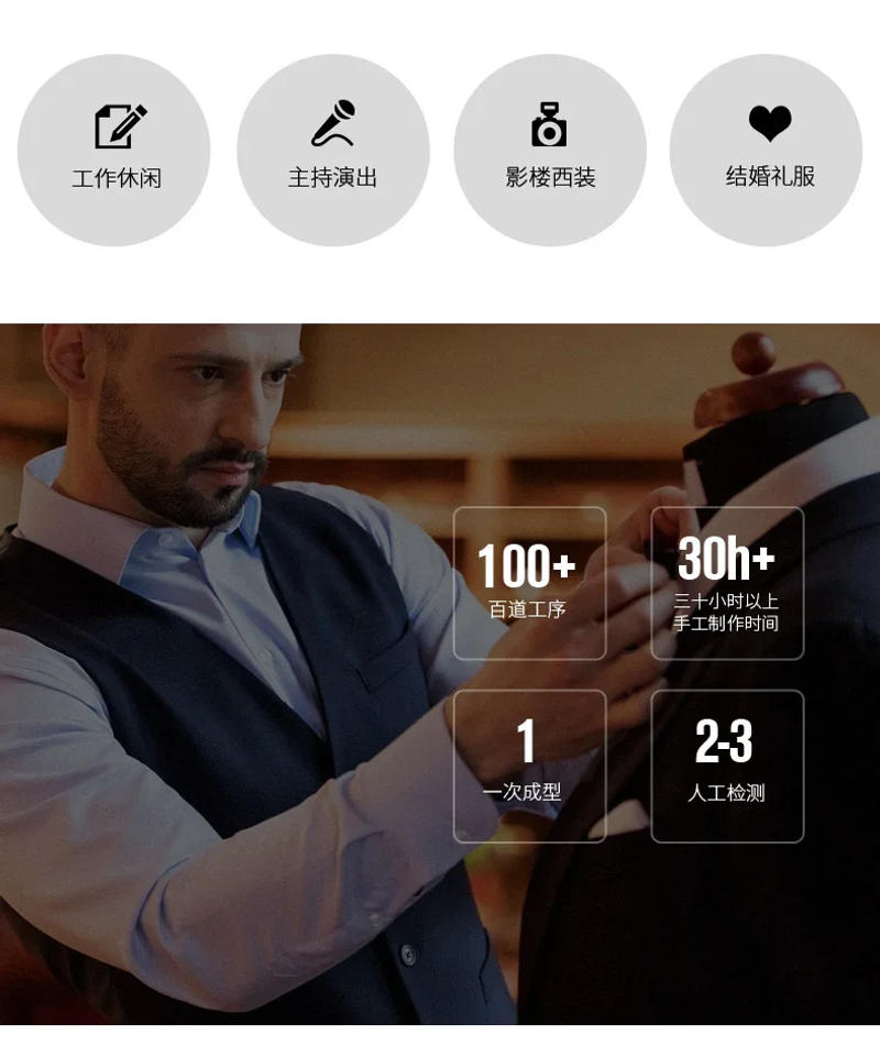 Description Picture 3 of itemMen Slim Business Casual Suits Dress 1 Jacket Pants Vest / Male Wedding Groom vest Coat Trousers Waistcoat(one vest)