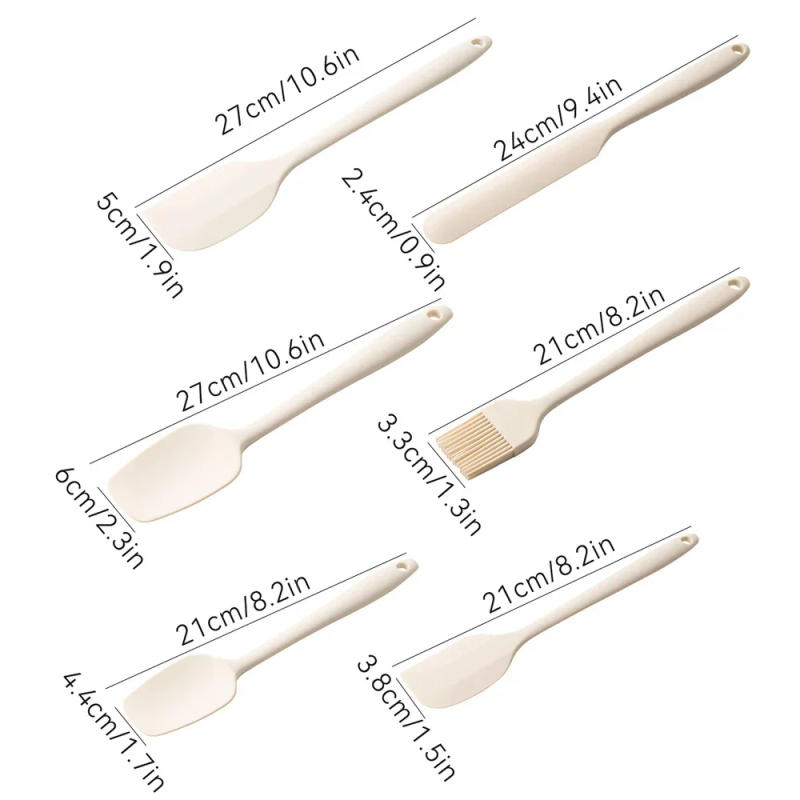 Description Picture 3 of itemGrey 6Pcs Silicone Spatula Set Food Grade Non Stick Heat Resistant Spatulas Turner for Cooking Baking Mixing Baking Tools