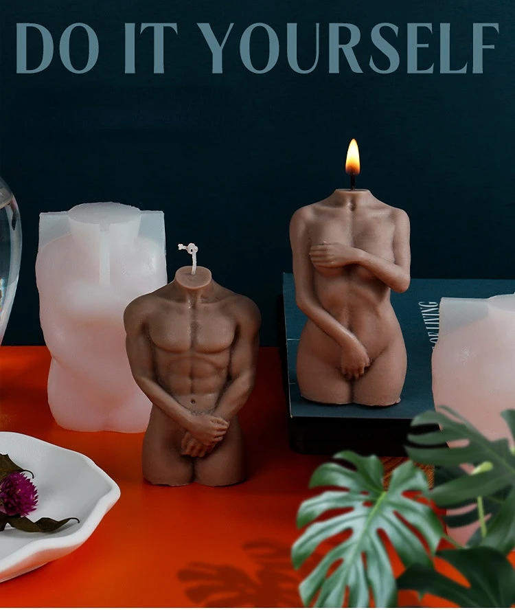 Description Picture 2 of item3D Human Body Silicone Candle Mold Shy Male Female Body DIY Cake Chocolate Ornament Mold Handmade Soap Candle Making Resin Mold